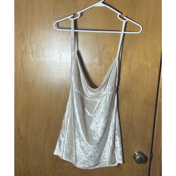Free People Tops - Free People Women's Cami All Night Velvet Tunic Top Champagne Size Large NWT